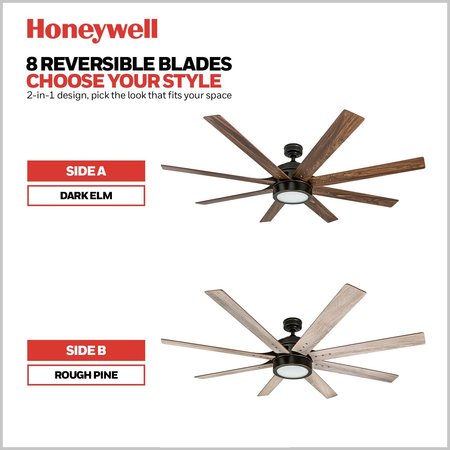 Honeywell Ceiling Fans Xerxes, 62 in. Ceiling Fan with Light & Remote Control, Oil-Rubbed Bronze 50609-40